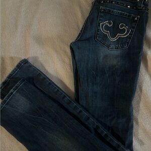 ReRock Dark Wash Women’s Boot Cut Jeans with Embroidered Back Pocket